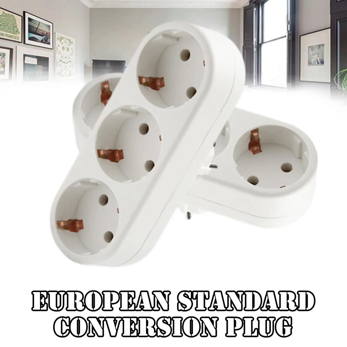EU German 3-Socket Conversion Plug Adapter – White Power Plug Adapter Qme