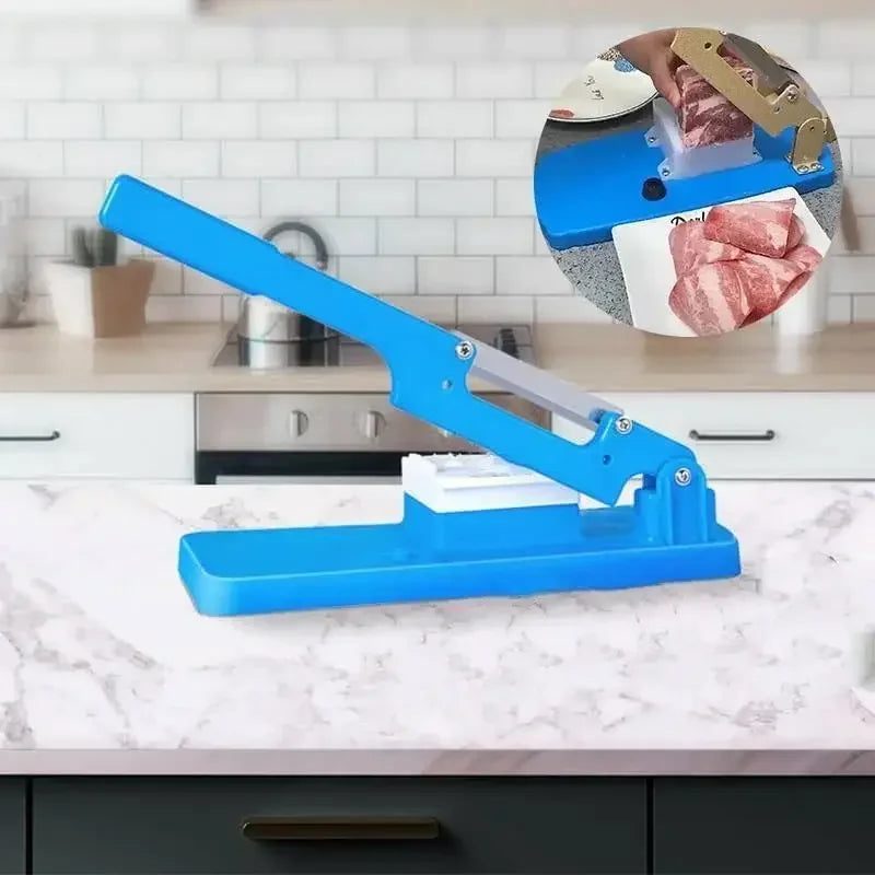 Manual Meat & Vegetable Slicer – Stainless Steel Blade, Blue Manual Food Slicer Qst