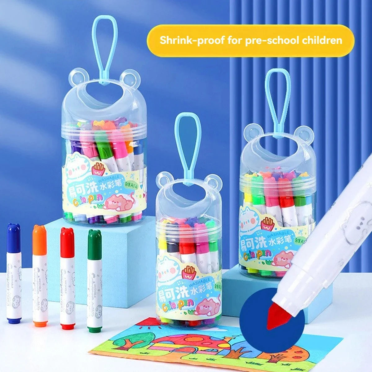 Washable Watercolor Brush Marker Pens for Kids – 12 or 18 Colors Kids Brush Markers Qme
