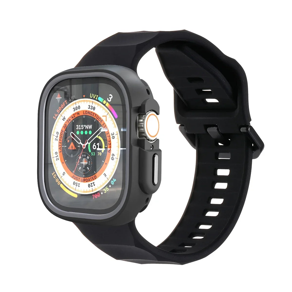 Silicone Sport Strap & Case for Apple Watch Ultra 2/9/8/7/SE/5 Watch Strap & Case Qme Gray B 44mm Series SE 456