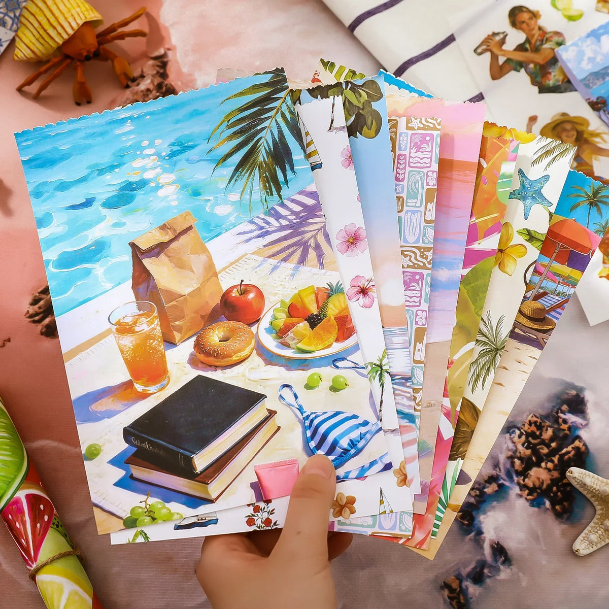 Beach Die Cut Stickers for Scrapbook & Journal | 20 Sheets Die Cut Stickers Qme