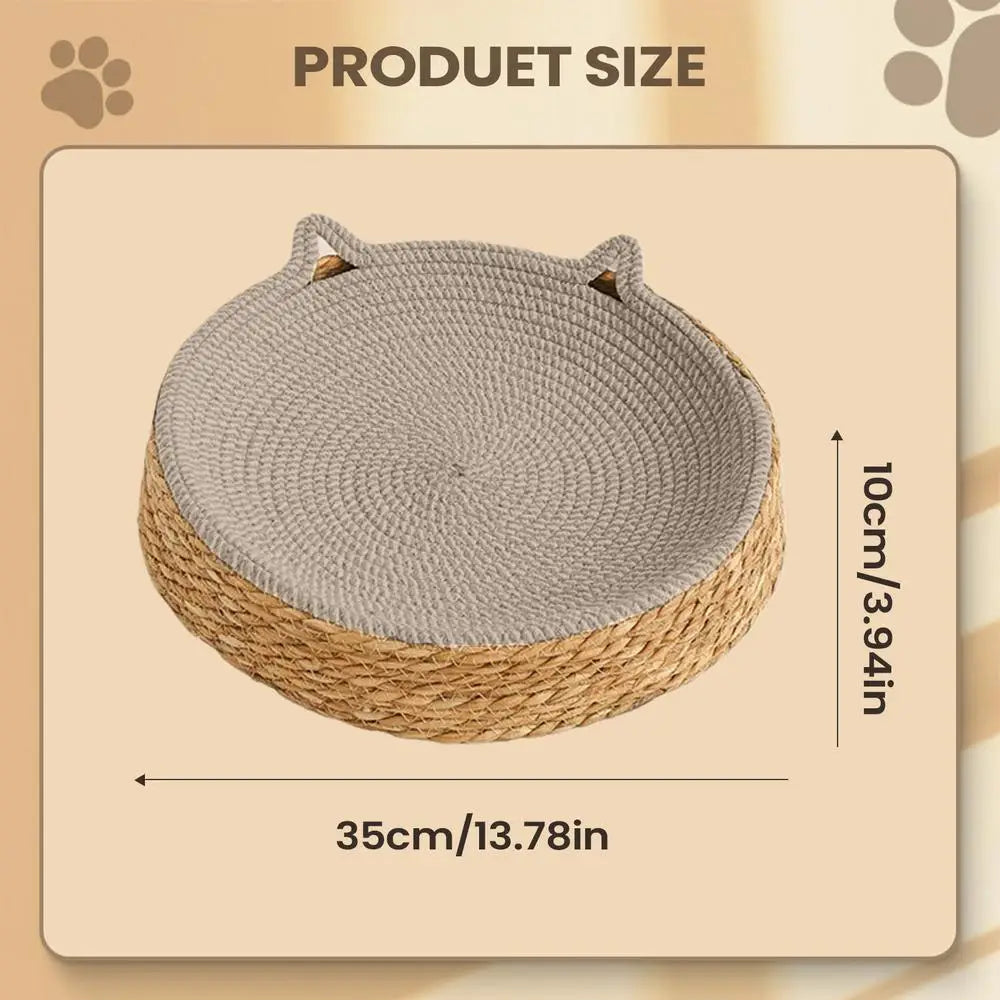 Boho Cotton Rope Cat Scratch Bowl Bed – Kitten Ear Design Cat Scratch Bed Qst A