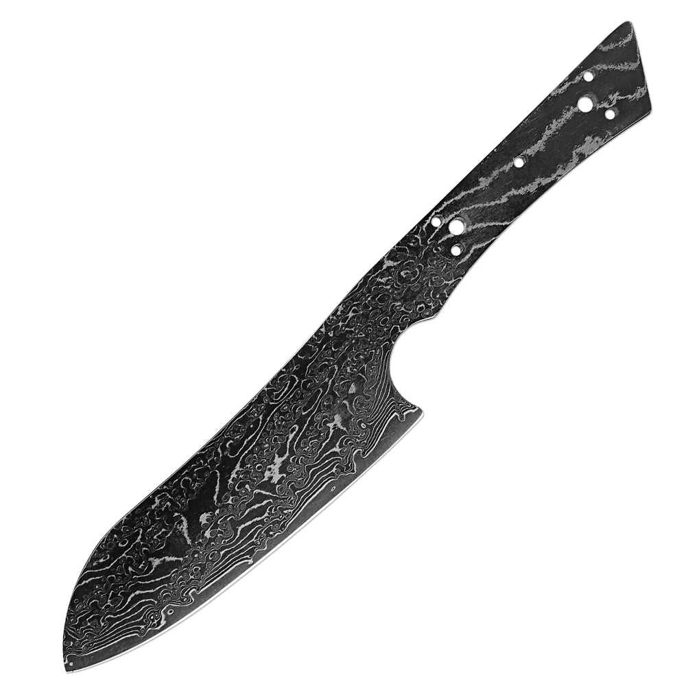 Damascus Steel Santoku Knife Blank – Full Tang DIY Knife Making Knife Blank Qst DP-BK2505R5x