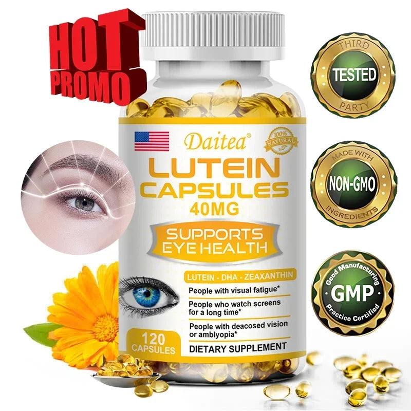 Daitea Lutein 40mg Eye Health Supplement – Non-GMO 120 Caps Eye Health Supplement Qst