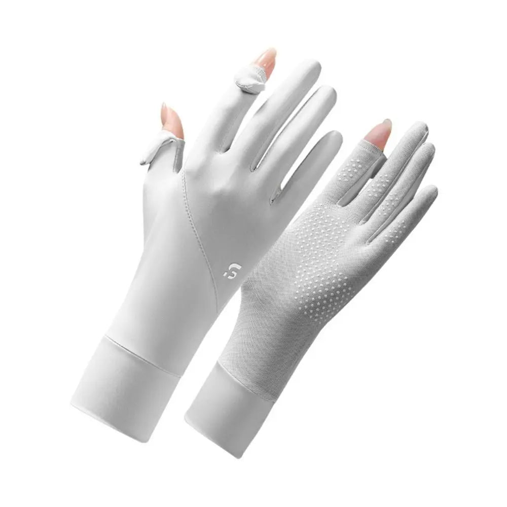 Ice Silk Sun Protection Gloves – Touchscreen Fingerless UV Block Sun Protection Gloves Qme