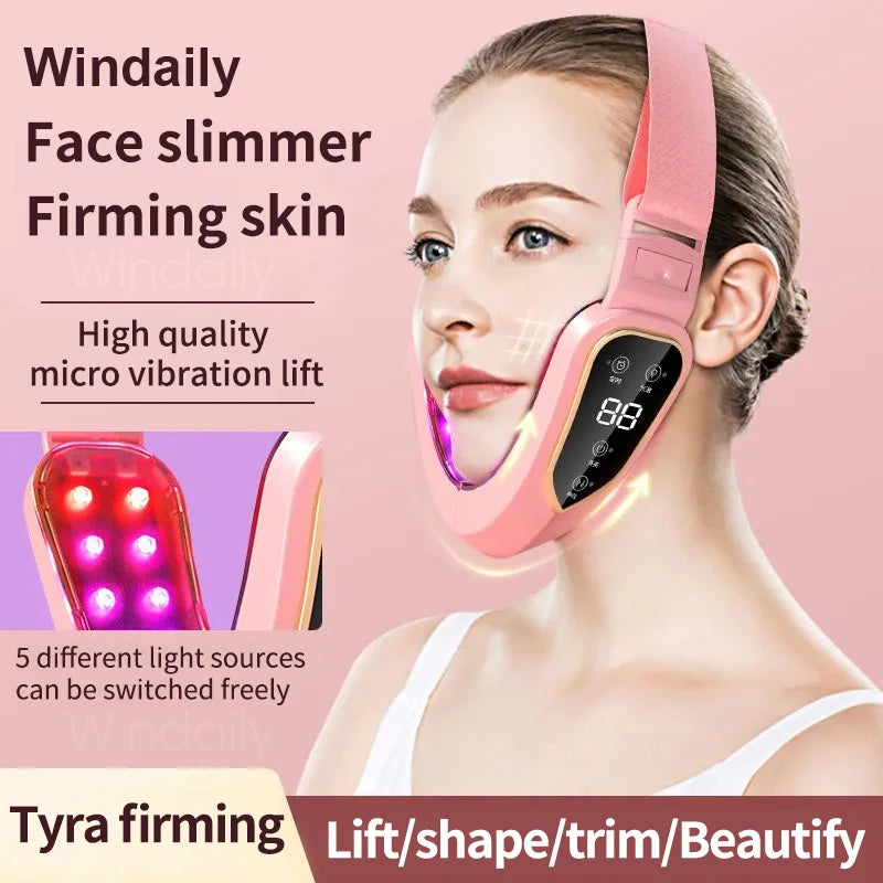 LED Photon Facial Lifting Vibration Massager – V-Face Toning Facial Lifting Device Qst