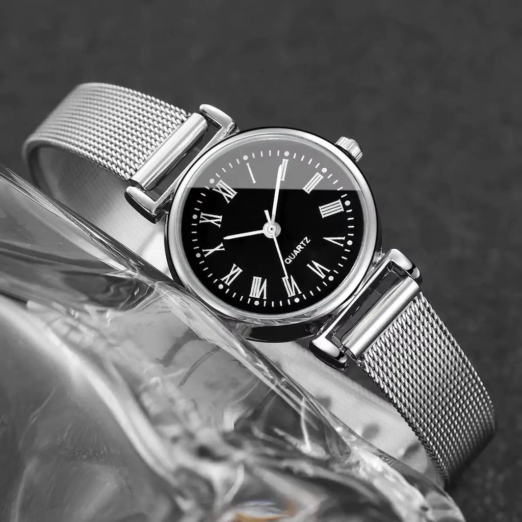 Women's Roma Dial Quartz Watch | Silver Mesh Band Women's Quartz Watch Qme