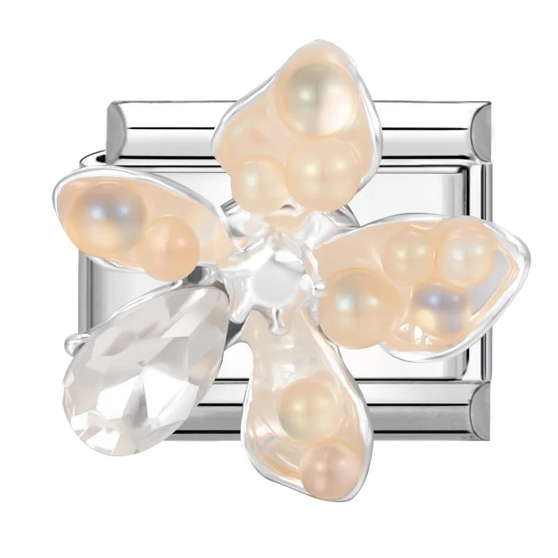 Zircon Bowknot Flower Italian Charm Links | Stainless Steel DIY Italian Charm Links Qme Style 10