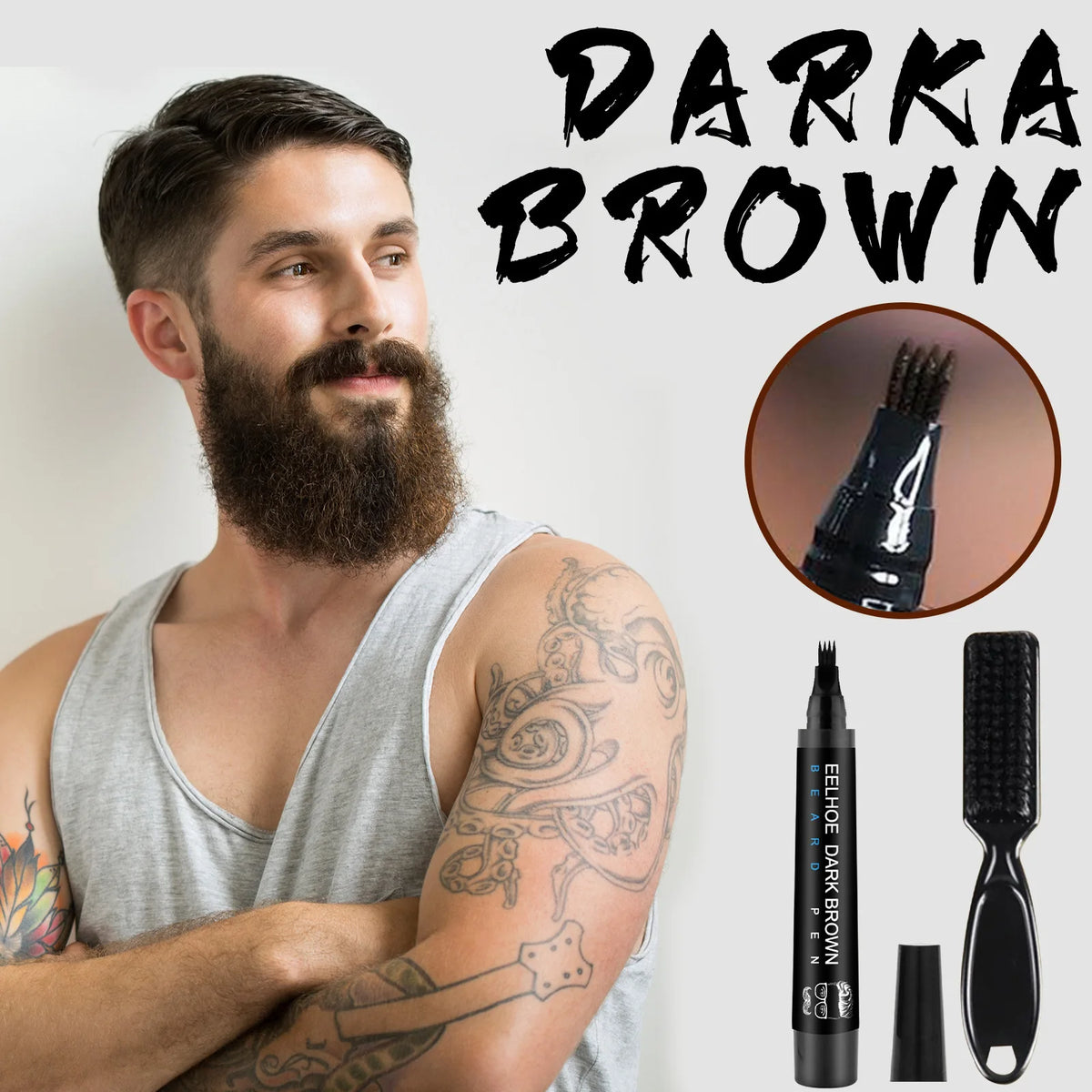EELHOE Waterproof Beard Filler Pen – Black & Brown Coloring Beard Filler Pen Qst