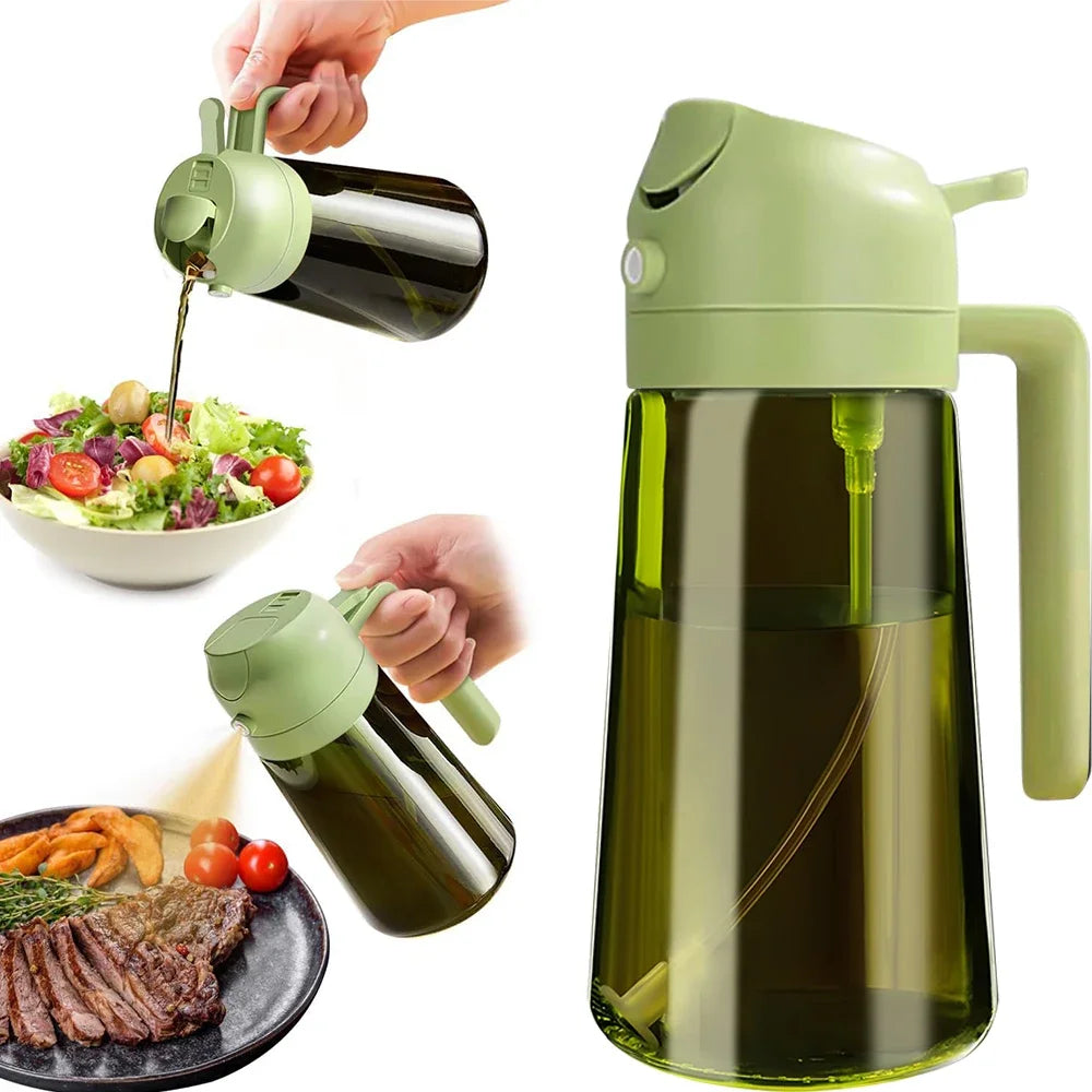 Dark Glass Olive Oil Sprayer & Dispenser Bottle 470ml Oil Sprayer Bottle Qme Green