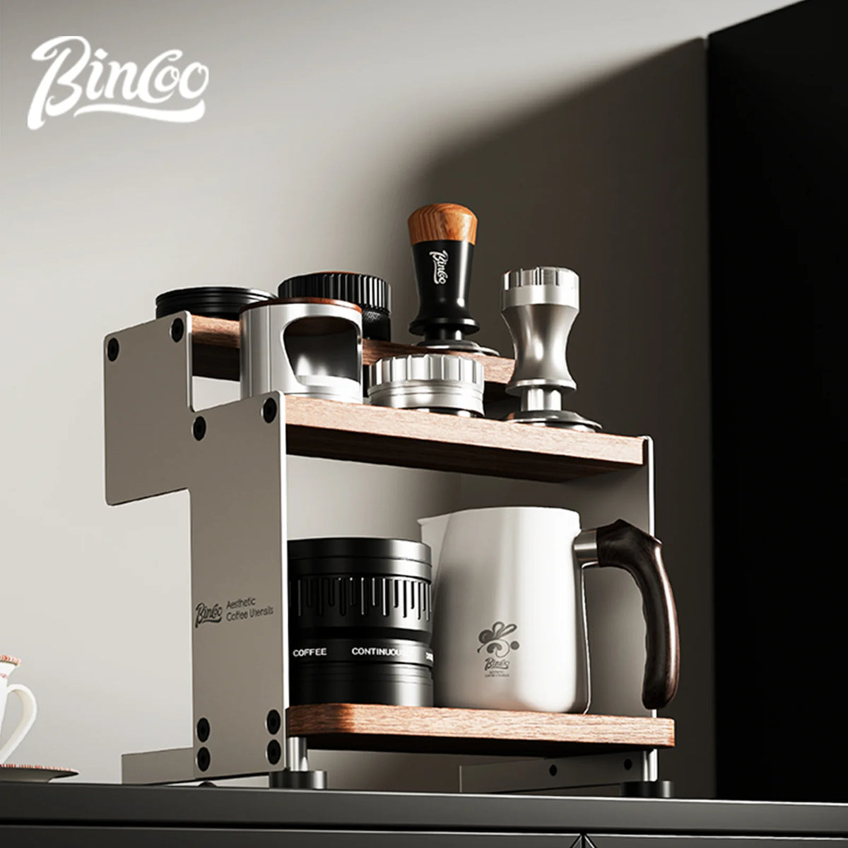 Bincoo Solid Wood Multi-Tier Coffee Storage Cabinet & Organizer Coffee Storage Cabinet Qst