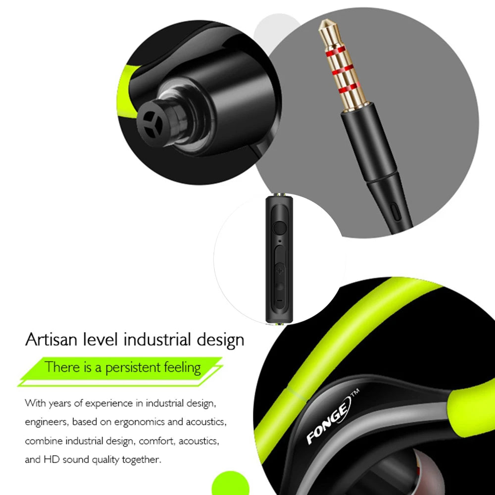 S760 Wired Sport In-Ear Earphones – Waterproof, Bass & Mic Wired Sport Earphones Qst