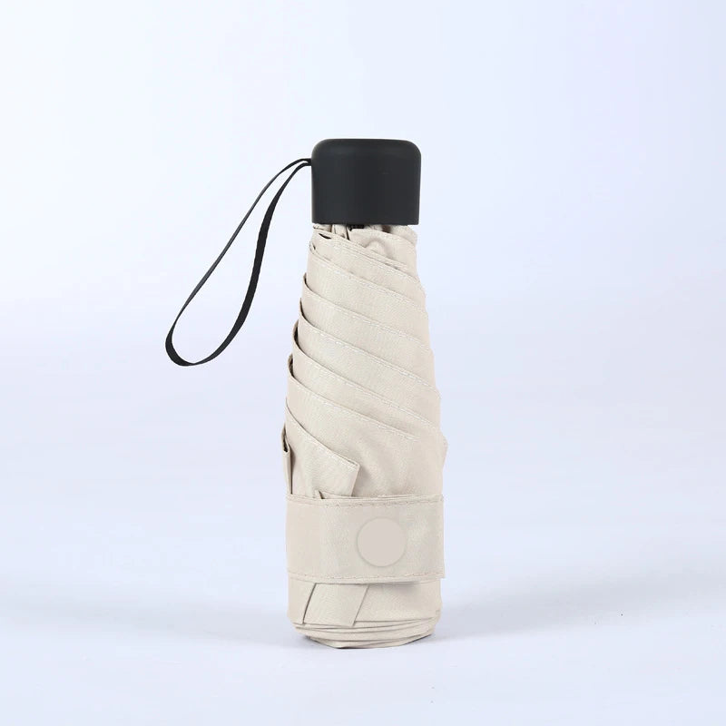 Compact 6-Fold Mini Umbrella – Portable Sun & Rain, Multi-Color Folding Mini Umbrella Qst WHITE 6K Iron