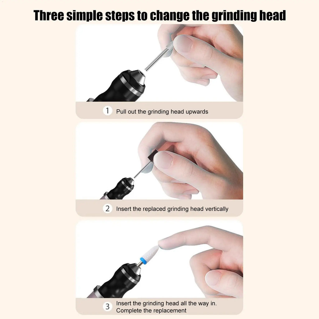 Rechargeable Electric Nail Drill – 3-Speed Fingernail File Electric Nail Drill Qme