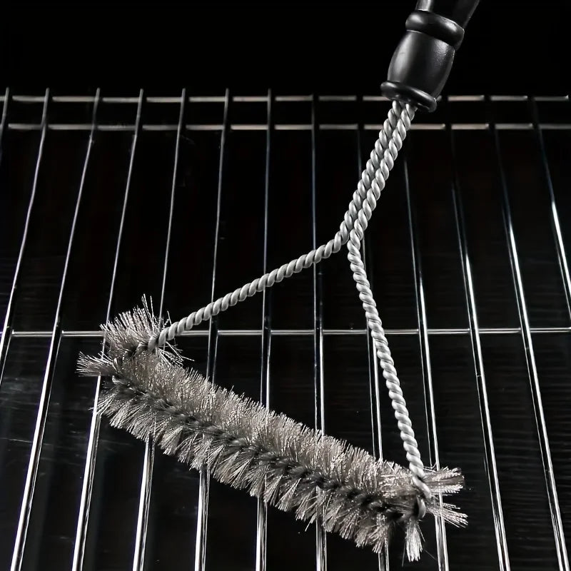 Stainless Steel Wire BBQ Mesh Brush | Grill Cleaning Tool BBQ Grill Brush Qme black