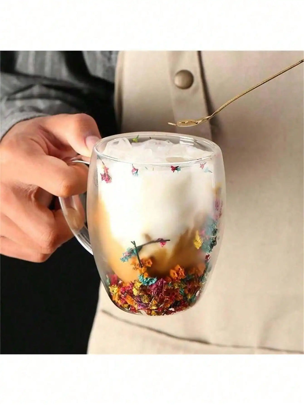 Double-Wall Borosilicate Glass Coffee Cup – 350ml Heat-Resistant Glass Coffee Cup Qme