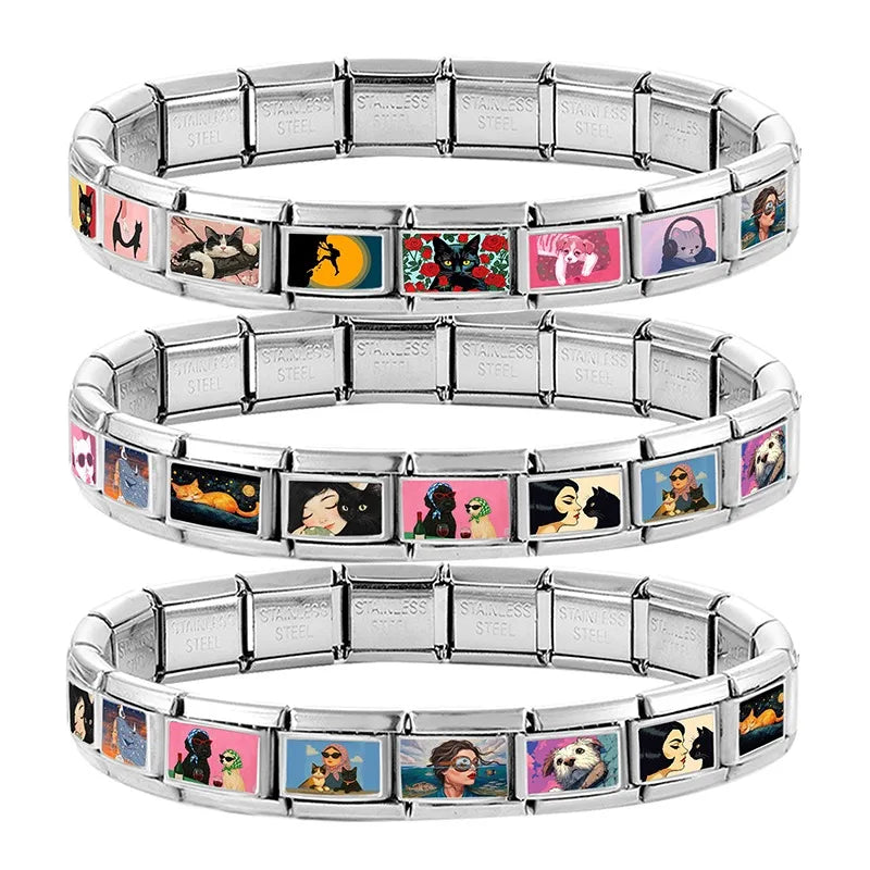 Personalized DIY Italian Charm Bracelet – Red Stainless Steel Italian Charm Bracelet Qme