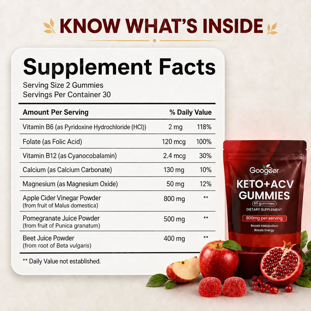 Googeer KETO+ACV Gummies – Apple Cider Vinegar, 60 Count Dietary Supplement Gummies Qst