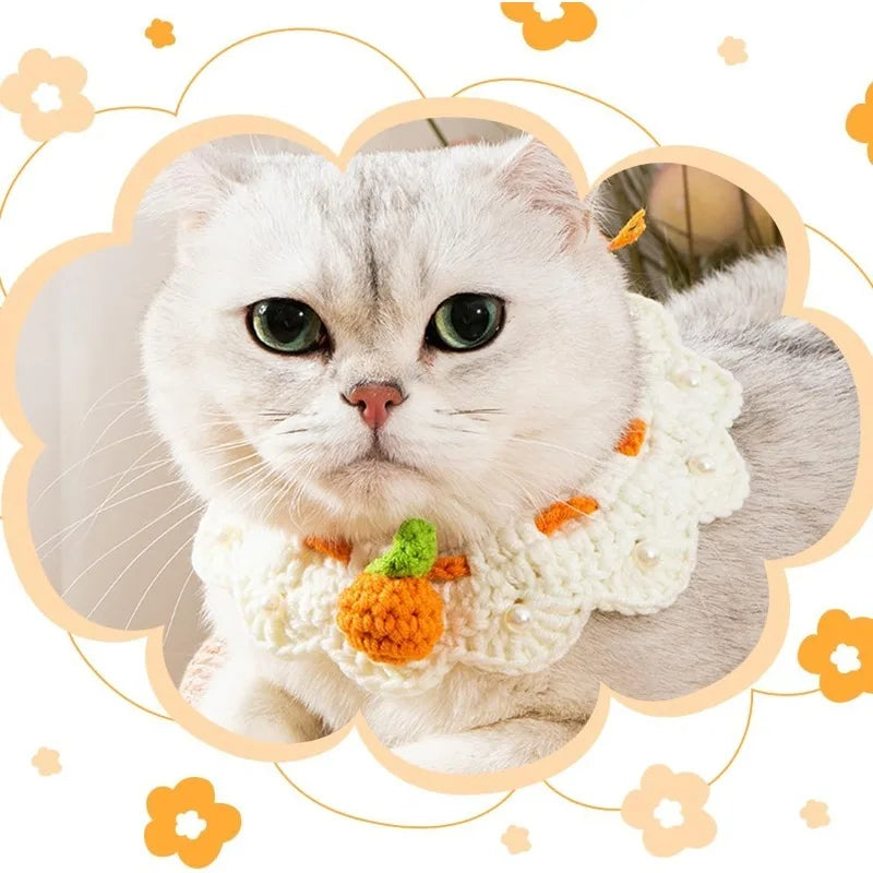Handmade Woven Bow Cat & Dog Collar – Adjustable Nylon Pet Bow Collar Qme