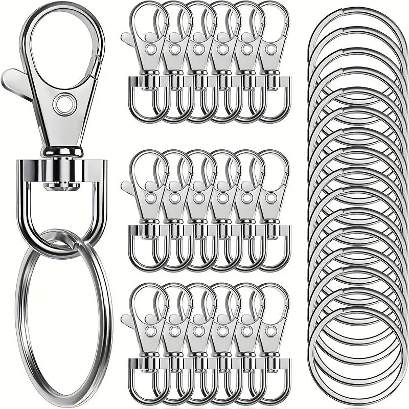 20-Pack Metal Rotary Spring Hook Key Rings & Lanyard Clasps Key Ring Clasps Qme