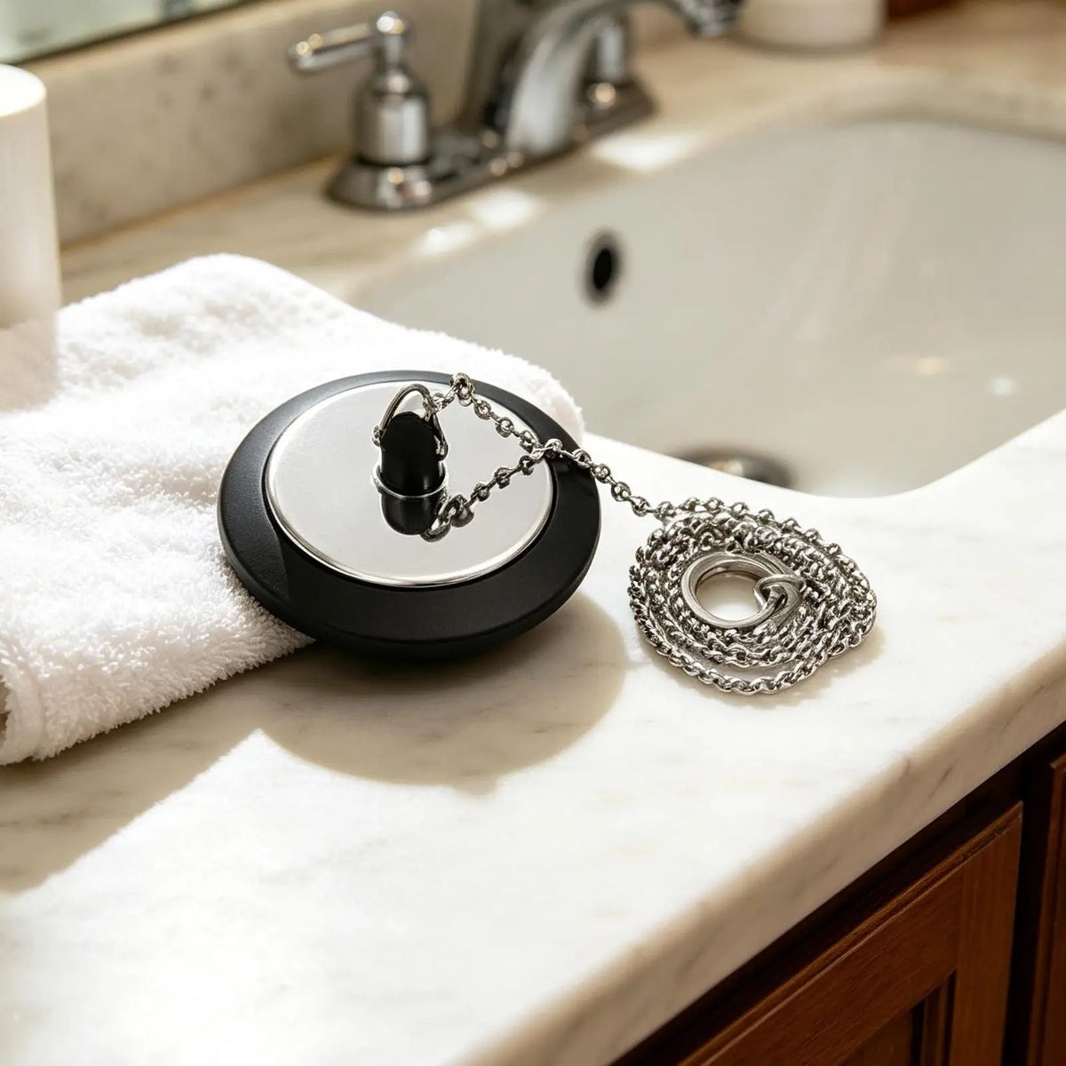 Heavy-Duty Sink Stopper with Chain – Kitchen & Bathroom Sink Drain Stopper Qme