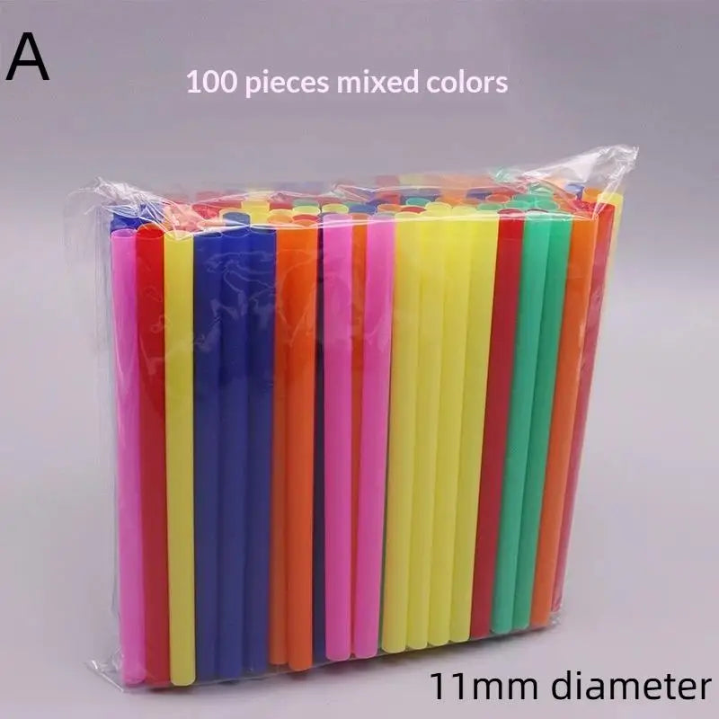 Reusable Wide PP Straws for Milk Tea, Boba & Smoothies Reusable Wide Straws Qme 100pcs A
