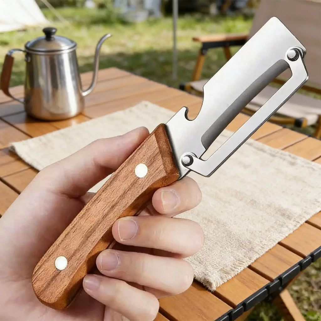 Vegetable Peeler & Bottle Opener – Wooden Handle Stainless Steel Vegetable Peeler Qme