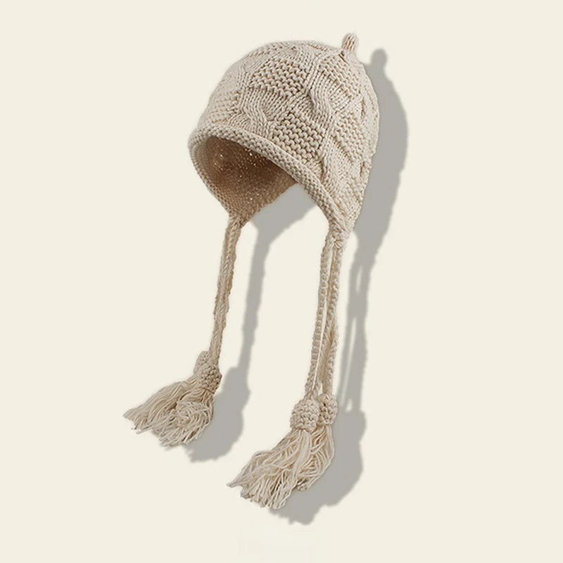Women's Handmade Knitted Winter Hat – Crochet Ear Warmth Cap Knitted Winter Hat Qst A13