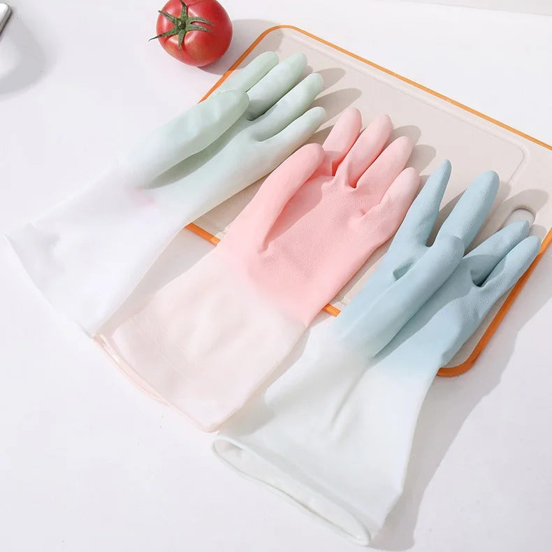 Oil-Proof Non-Slip Silicone Rubber Gloves for Cleaning Household Cleaning Gloves Qme