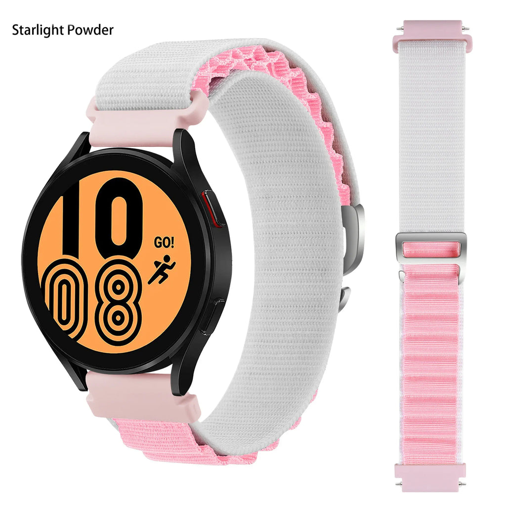 Nylon Quick Release Strap for Samsung Galaxy Watch 4 5 6 | 15 Colors Watch Band Qme 15White Pink 20mm