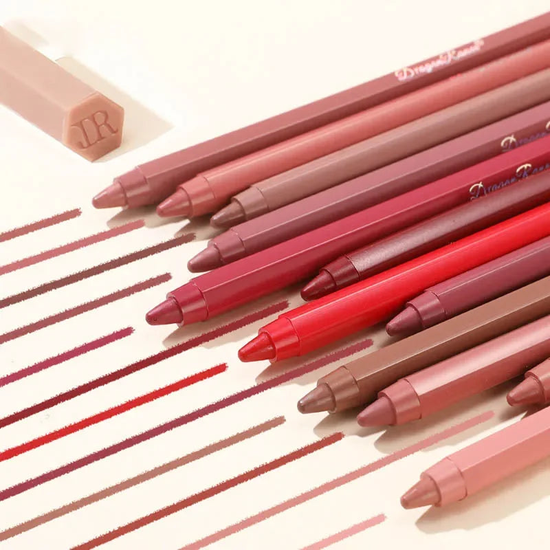 12-Color Waterproof Foaming Lipliner Soft Mist Lipstick Pen Lip Liner Pen Qme
