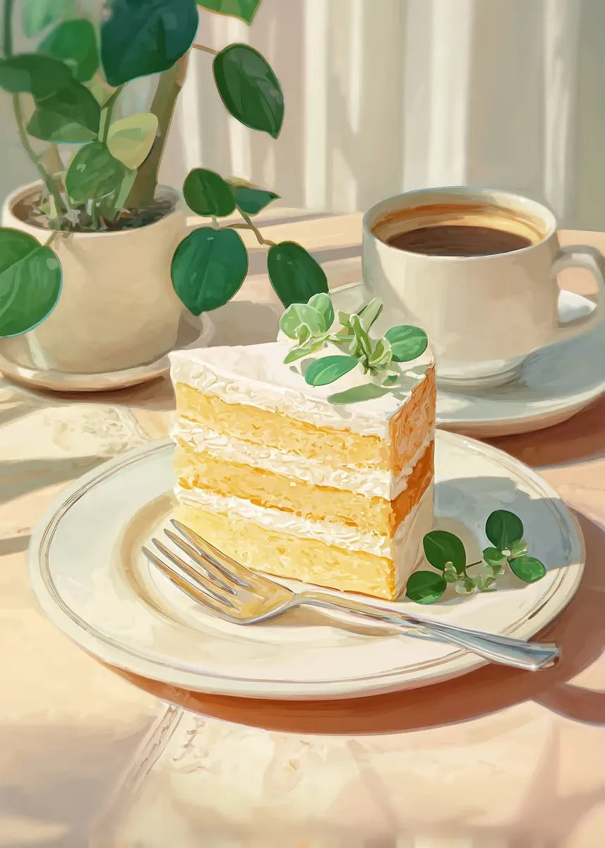 Cake & Coffee Still Life Canvas Print – Kitchen Wall Art Canvas Wall Art Qst