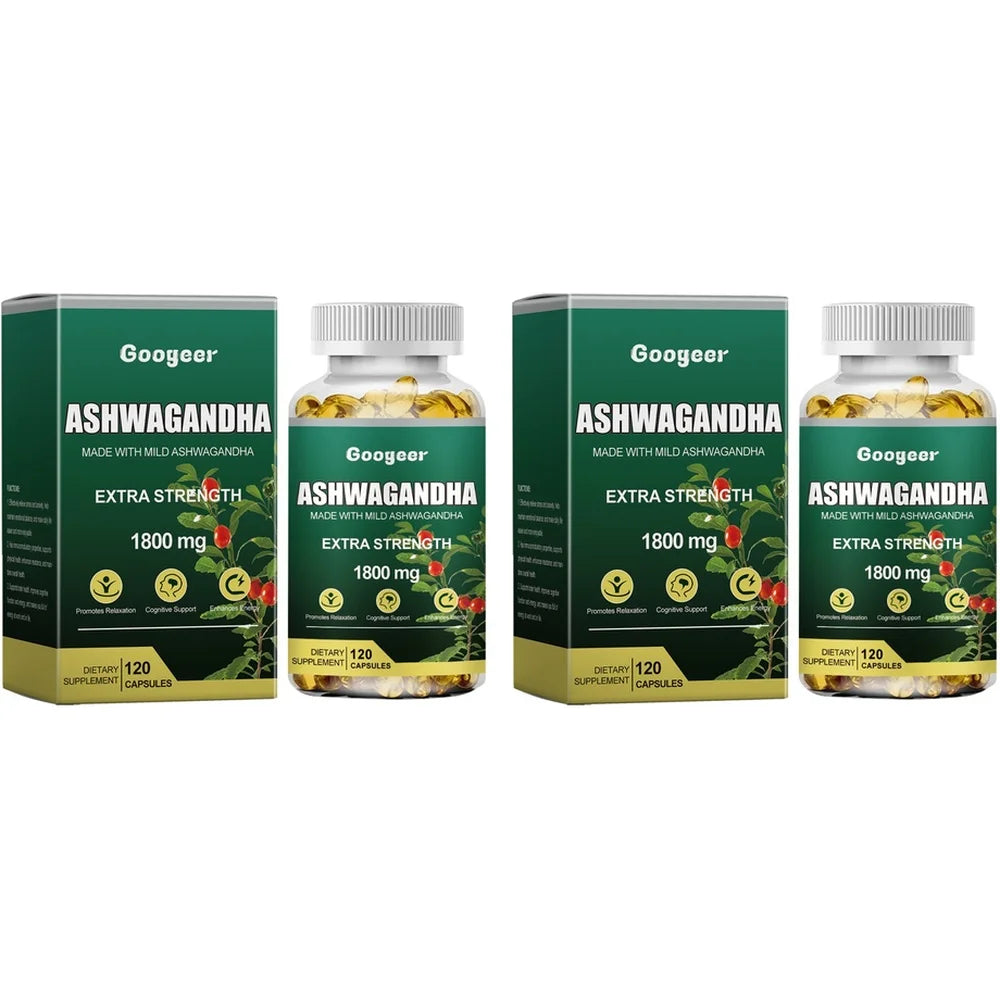 Ashwagandha Extra Strength 1800mg – 120 Capsules Herbal Supplement Qst 240 Count(Pack of 2)