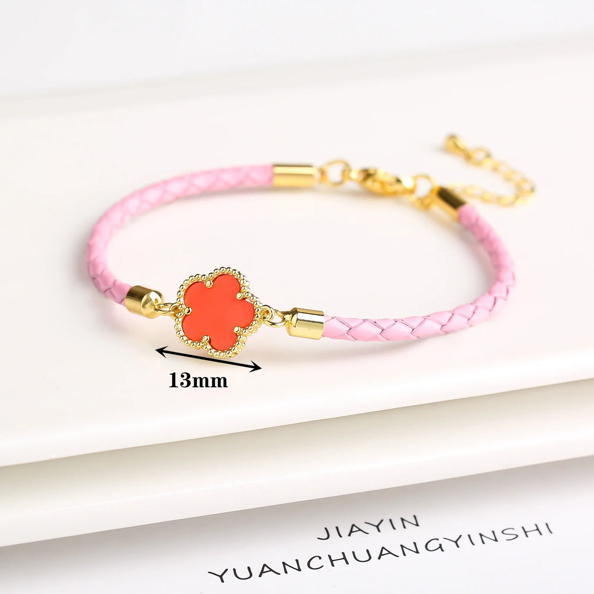 Zirconia Flower Leather Braided Bracelet for Women | 39 Colors Fashion Bracelet Qme Color 28