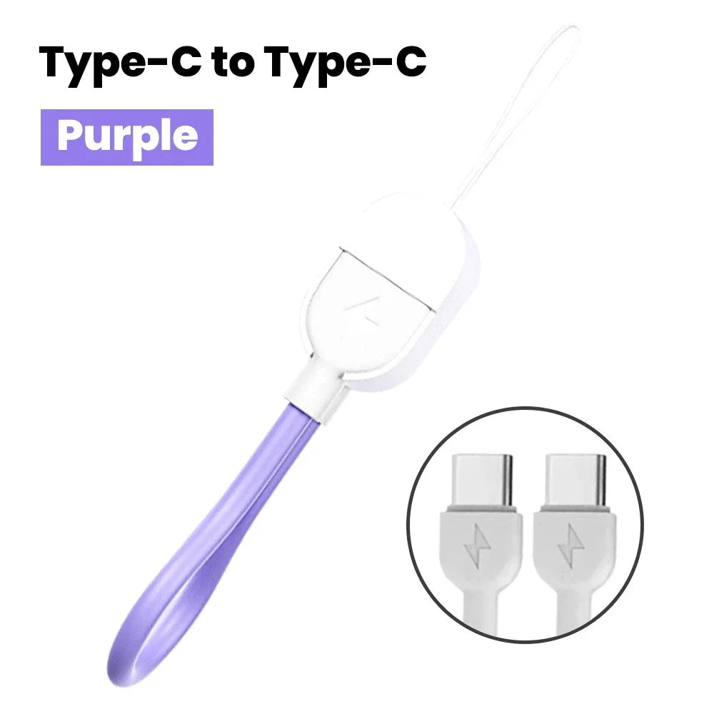60W USB-C Fast Charging Keychain Cable | Portable Lanyard USB-C Charging Cable Qme PURPLE