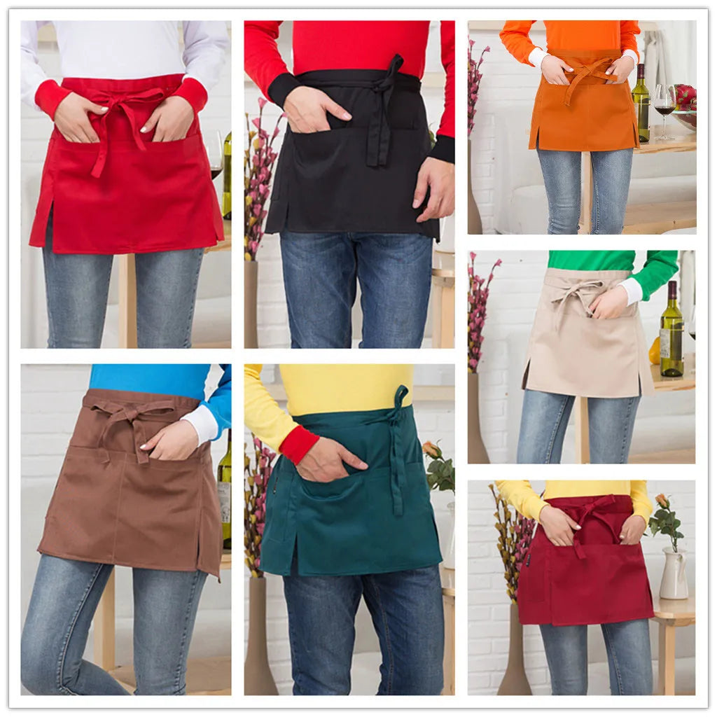 Waist Short Apron for Restaurant, Cafe & Hotel Waitstaff Waist Server Apron Qme