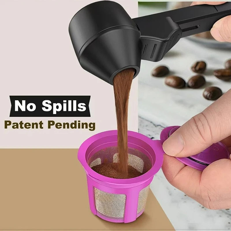 Coffee Measuring Scoop with Funnel for Reusable K-Cup – 2 Tbsp Coffee Measuring Scoop Qst