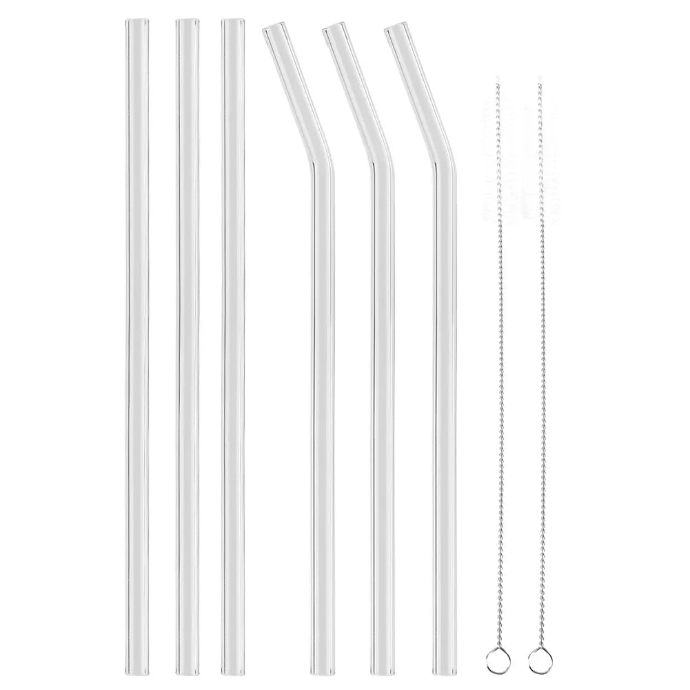 Reusable Glass Drinking Straws with Cleaning Brush – BPA Free Glass Drinking Straws Qme JY11037