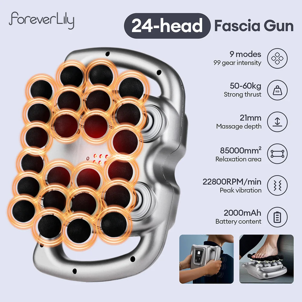 24-Head Fascia Gun – 99 Levels Full Body Massage Gun Fascia Massage Gun Qst