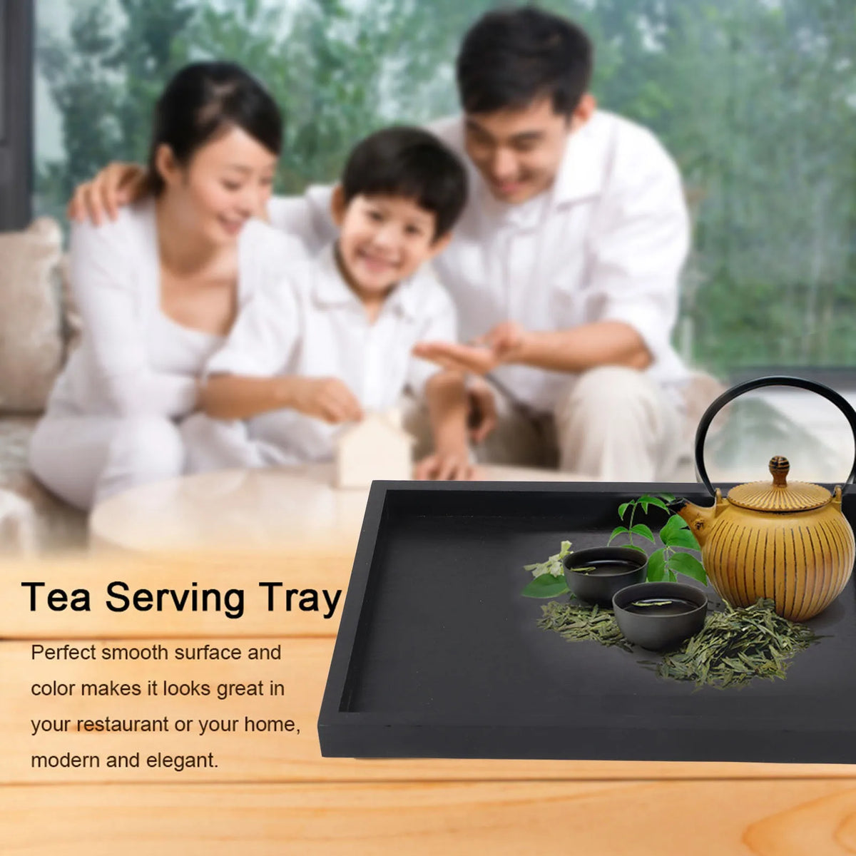 Rectangular Wooden Serving Tray | Tea, Coffee & Snack Tray Wooden Serving Tray Qme