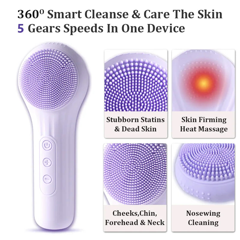 VIMYSHOW Sonic Facial Cleansing Brush – IPX7 Waterproof USB Facial Cleansing Brush Qst