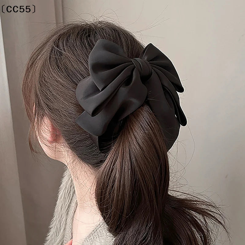 Elegant Satin Bow Hair Clip – Retro Spring Clip for Women Bow Hair Clip Qst