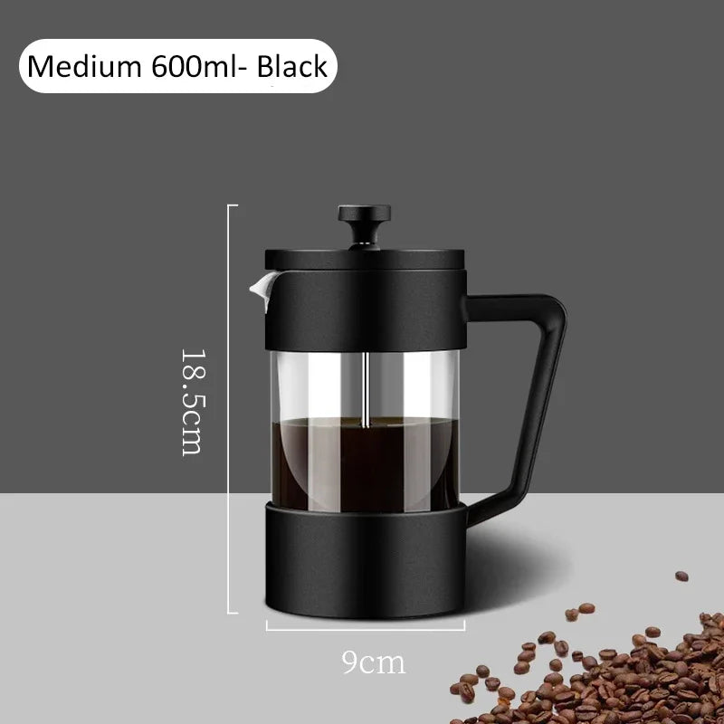 French Press Coffee Maker Borosilicate Glass 350/600/1000ML French Press Coffee Maker Qst 600ML