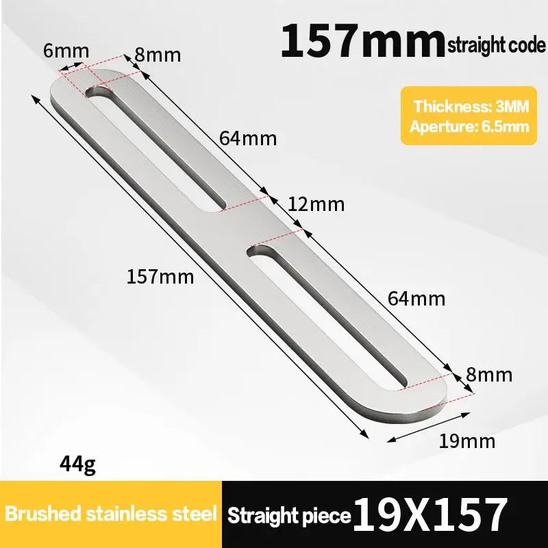 Stainless Steel 180° Flat Straight Bracket – Black & Silver Flat Angle Bracket Qme A10