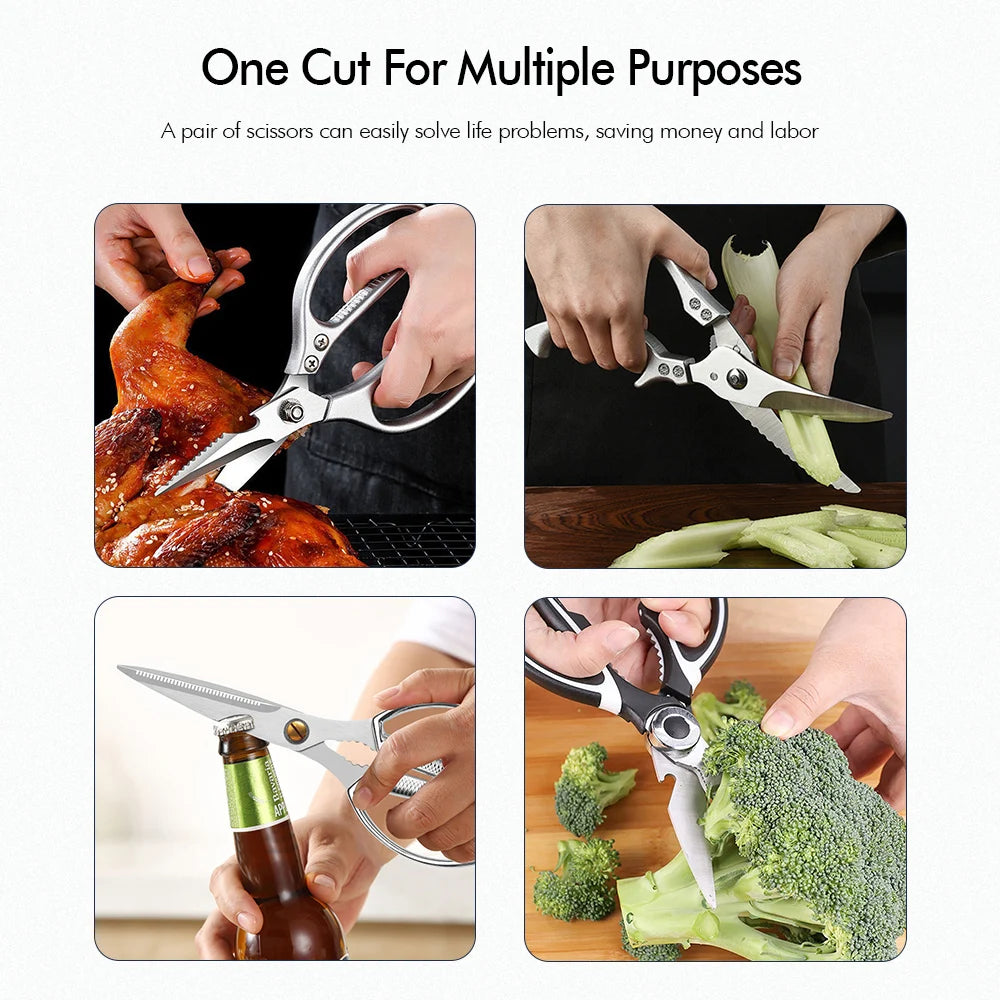 TURWHO Stainless Steel Kitchen Scissors – Multifunctional Shears Kitchen Scissors Qst