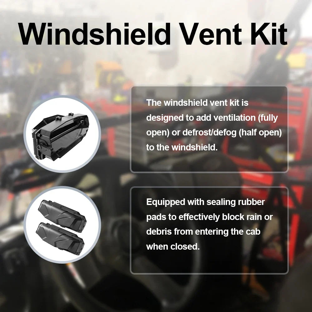 UTV Windshield Vent Kit | Self-Install Hard-Coated Polycarbonate UTV Windshield Vent Kit Qme