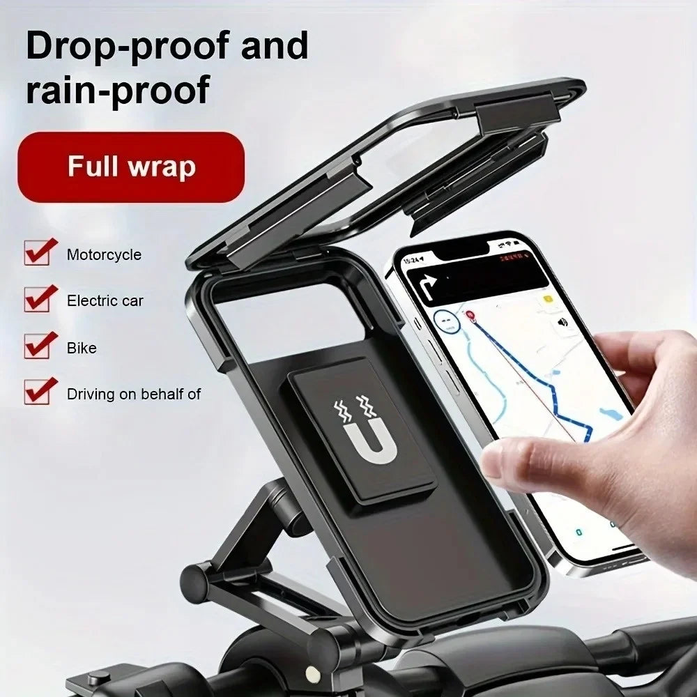Waterproof Motorcycle Phone Holder 360° Rotating Magnetic Mount Motorcycle Phone Mount Qme