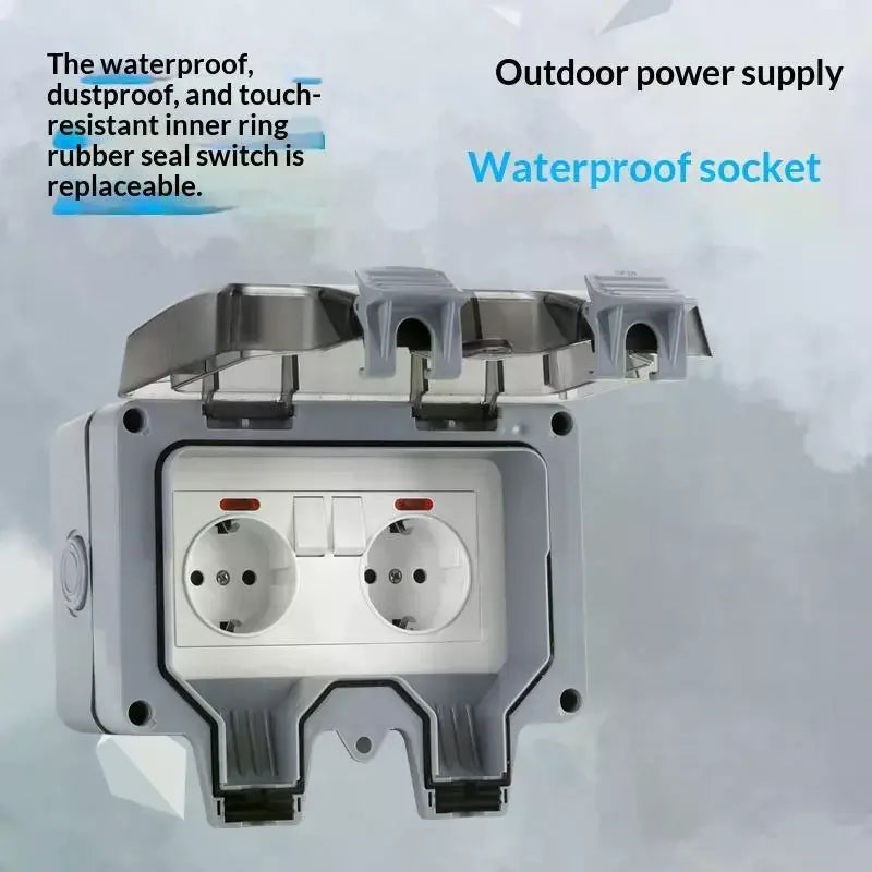 IP66 Waterproof Outdoor Switched Power Socket Box Outdoor Power Socket Qme