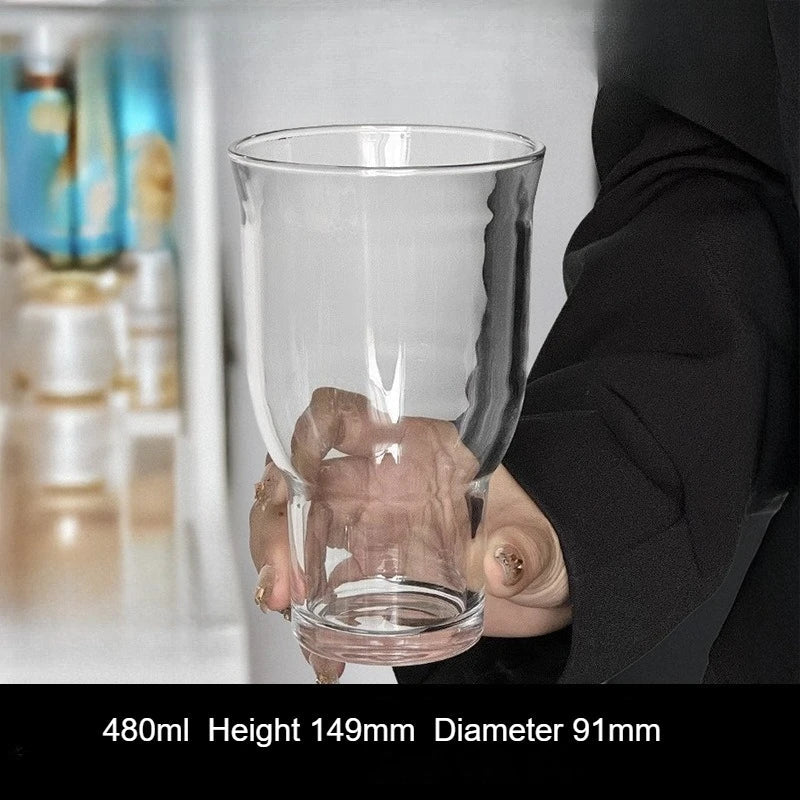 Large Wide-Mouth Glass Cup – Iced Coffee & Cold Drinks Glass Drink Cup Qme Small wide mouth 401-500ml