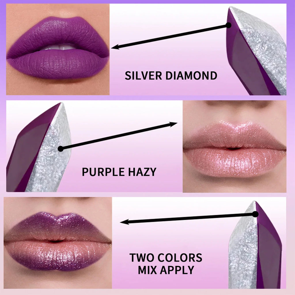 JUJU DREAM Two-Tone Split Lipstick – Glitter & Matte Dual Split Lipstick Qme